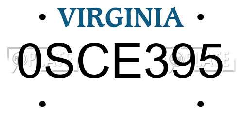 0SCE395 Virginia License Plate