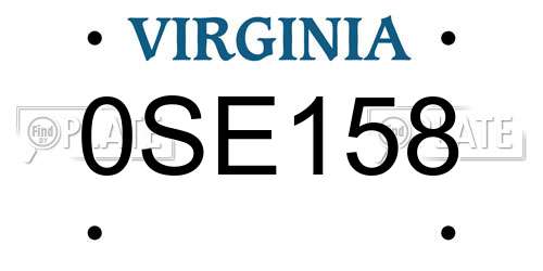 0SE158 Virginia License Plate