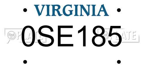 0SE185 Virginia License Plate