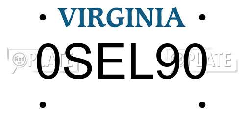 0SEL90 Virginia License Plate