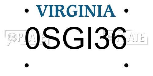0SGI36 Virginia License Plate