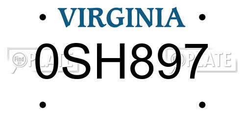 0SH897 Virginia License Plate