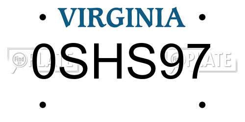 0SHS97 Virginia License Plate