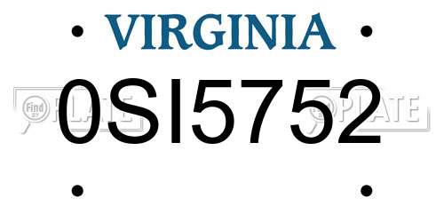 0SI5752 Virginia License Plate