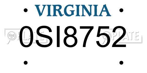 0SI8752 Virginia License Plate