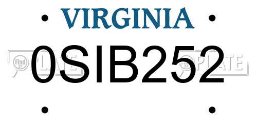 0SIB252 Virginia License Plate