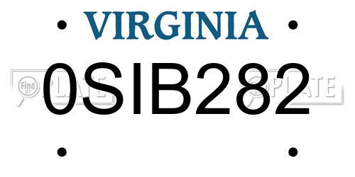 0SIB282 Virginia License Plate