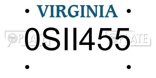 0SII455 Virginia License Plate