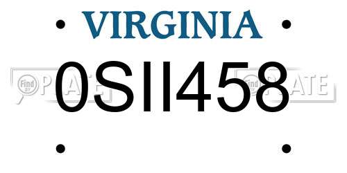 0SII458 Virginia License Plate