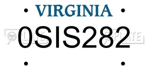 0SIS282 Virginia License Plate