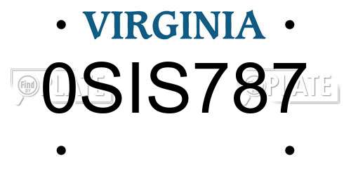 0SIS787 Virginia License Plate