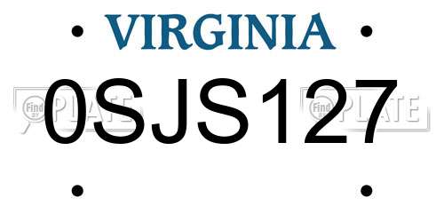 0SJS127 Virginia License Plate