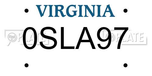0SLA97 Virginia License Plate
