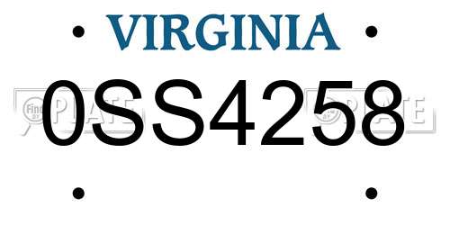 0SS4258 Virginia License Plate