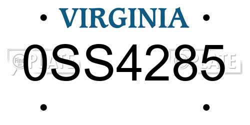 0SS4285 Virginia License Plate