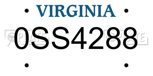 0SS4288 Virginia License Plate