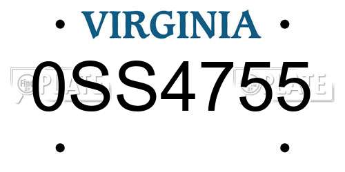 0SS4755 Virginia License Plate