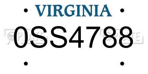 0SS4788 Virginia License Plate