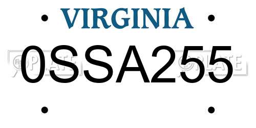 0SSA255 Virginia License Plate