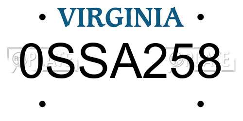 0SSA258 Virginia License Plate