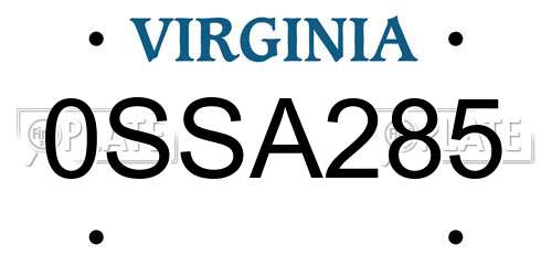 0SSA285 Virginia License Plate