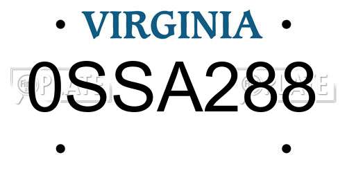 0SSA288 Virginia License Plate