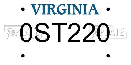 0ST220 Virginia License Plate