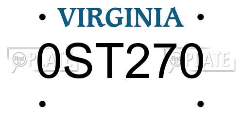 0ST270 Virginia License Plate