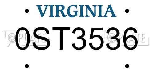 0ST3536 Virginia License Plate