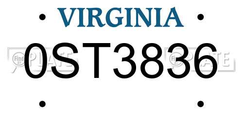 0ST3836 Virginia License Plate