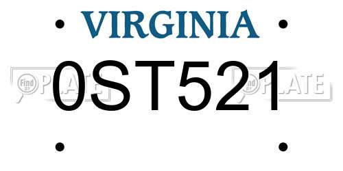 0ST521 Virginia License Plate