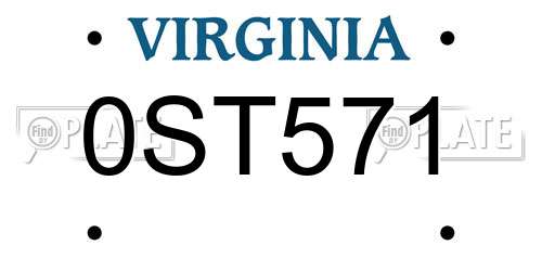 0ST571 Virginia License Plate