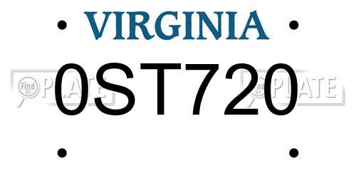 0ST720 Virginia License Plate