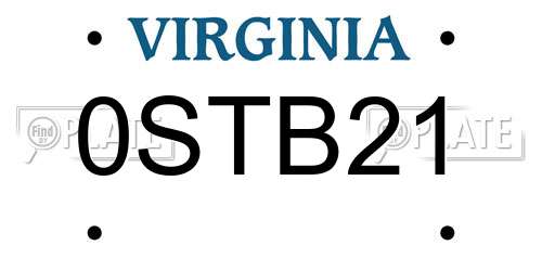 0STB21 Virginia License Plate