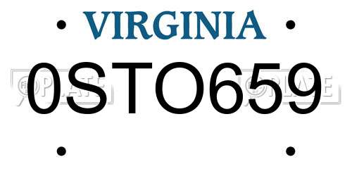 0STO659 Virginia License Plate