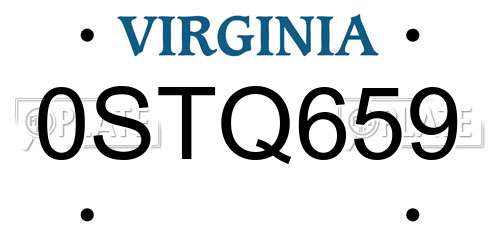 0STQ659 Virginia License Plate
