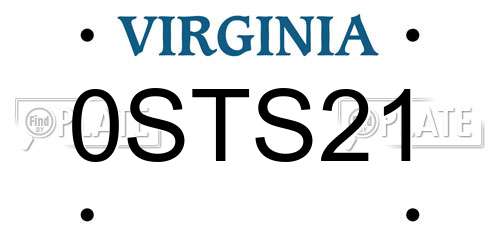 0STS21 Virginia License Plate