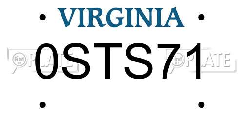 0STS71 Virginia License Plate
