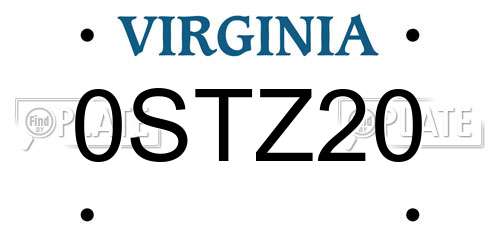 0STZ20 Virginia License Plate