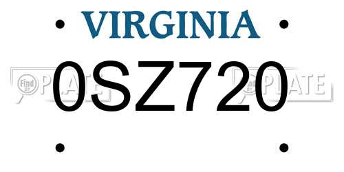 0SZ720 Virginia License Plate