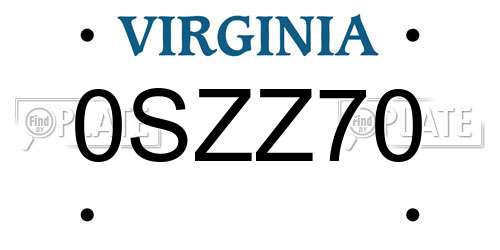 0SZZ70 Virginia License Plate
