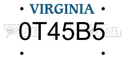 0T45B5 Virginia License Plate