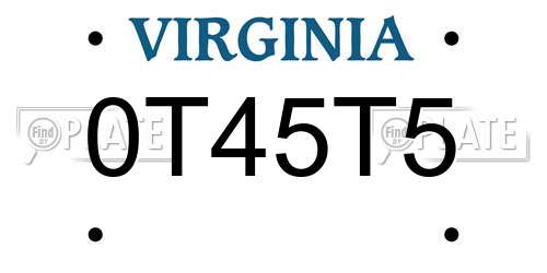 0T45T5 Virginia License Plate