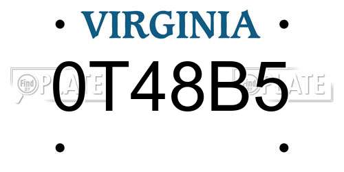 0T48B5 Virginia License Plate