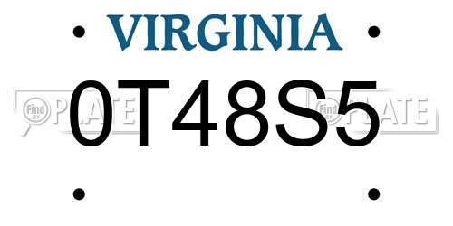 0T48S5 Virginia License Plate