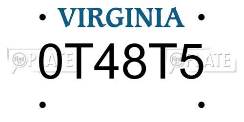 0T48T5 Virginia License Plate