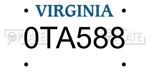 0TA588 Virginia License Plate