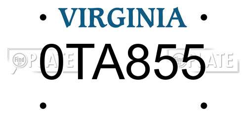 0TA855 Virginia License Plate