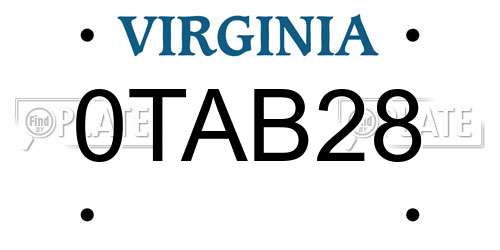 0TAB28 Virginia License Plate