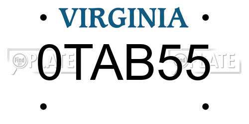 0TAB55 Virginia License Plate